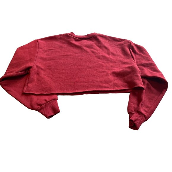 Wild Fable cropped fleece long sleeve crewneck Small deep red - Picture 3 of 4